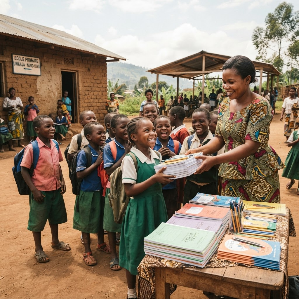 Collecte de cahiers et matériel scolaire